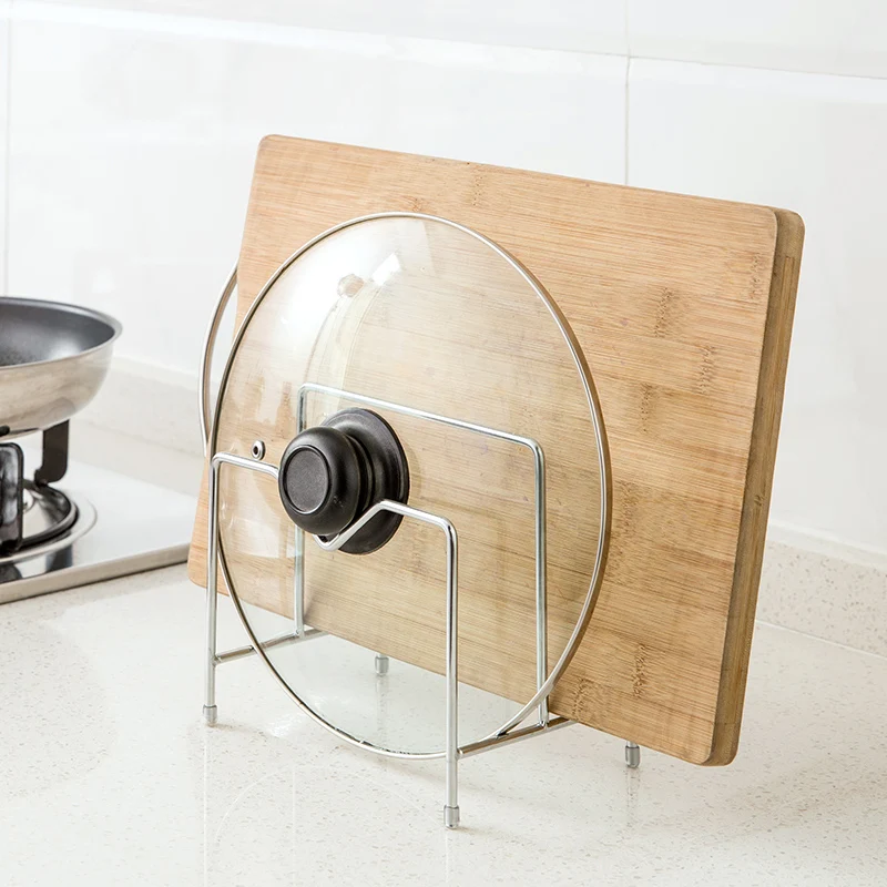

TUUTH Stainless Steel Pan Pot Rack Cover Lid Rest Stand Chopping Blocks Holder Home Applicance The Goods For Kitchen Accessories