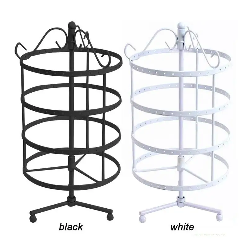 144 отверстия 4 яруса Металлическая черная вращающаяся витрина для ювелирных украшений подставка держатель серьги Органайзер(круглый) аксессуары для женщин