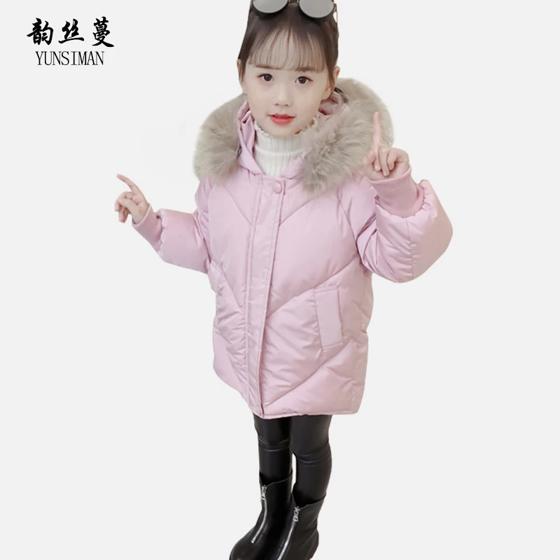 

Girls Down Jacket Coat Size 4 6 8 10 12 Pocket Hooded Coat New Purple Thicken Winter Clothes Kids Warm Clothing for Girls 5A09A