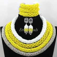 Большие африканские вечерние свадебные бусы с кристаллами, ожерелье, браслет, серьги, набор из 4 слоев, нигерийский кристалл,, ALJ008