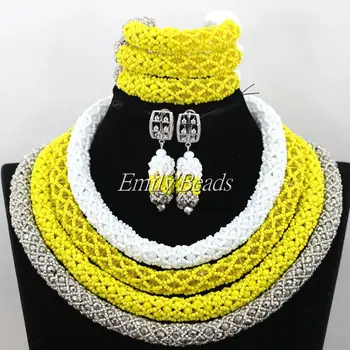 

Big African Party Crystal Beads Wedding Bridal Necklace Bracelet Earrings Set 4 Layers Nigerian Crystal Free Shipping ALJ008