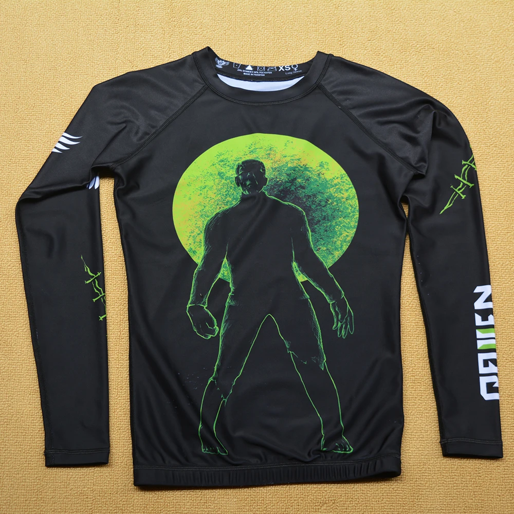 

Men 2019 Sublimated Printed Boxing Mma Rashguard Bjj JIUJITSU Rashguard Kickboxing Tshirt Long-sleeved Fitness BJJ Boxeo Jerseys