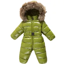 Hiver Bébé Barboteuses vêtements Enfants Duvet de Canard Salopette Réel De Fourrure Nouveau-Né Salopette Pour Nourrissons Garçons Filles Salopette Survêtement-25