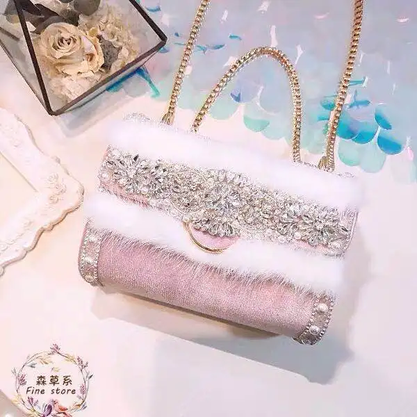 Small Bag 2018 New Chaohan Baita Inclined Straddle Single Shoulder Chain with Sweet Character and Drilled Pearl | Багаж и сумки