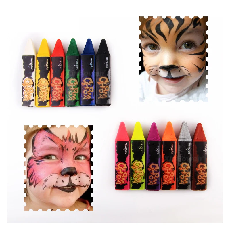 

6/12 Colors Face Painting Pencils Splicing Structure Face Paint Crayon Christmas Body Painting Pen Stick Children Party Makeup