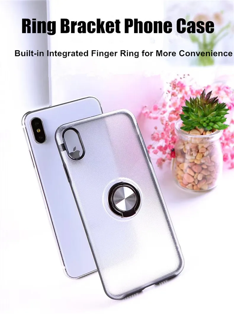 Чехол для iPhone 11 Pro XS MAX XR X 8 7 Plus магнитное автомобильное кольцо-держатель на палец Роскошный прозрачный силиконовый бампер адсорбционная крышка
