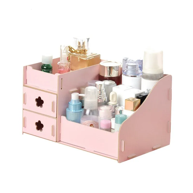 

Wooden Box Makeup Organizer DIY Office Supplies Gift Office Cosmetics Organizer Creative Desktop Storage Box Case 23*15.5*13.5