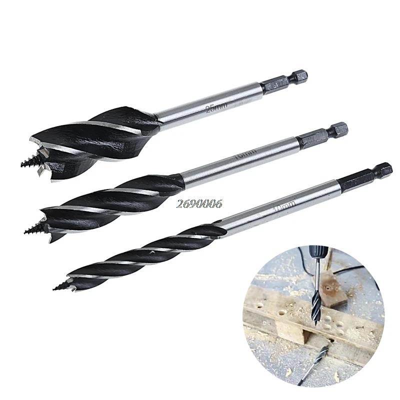 2017 Spiral HSS Drills for Wood 10 16 25mm Hex font b Power b font font