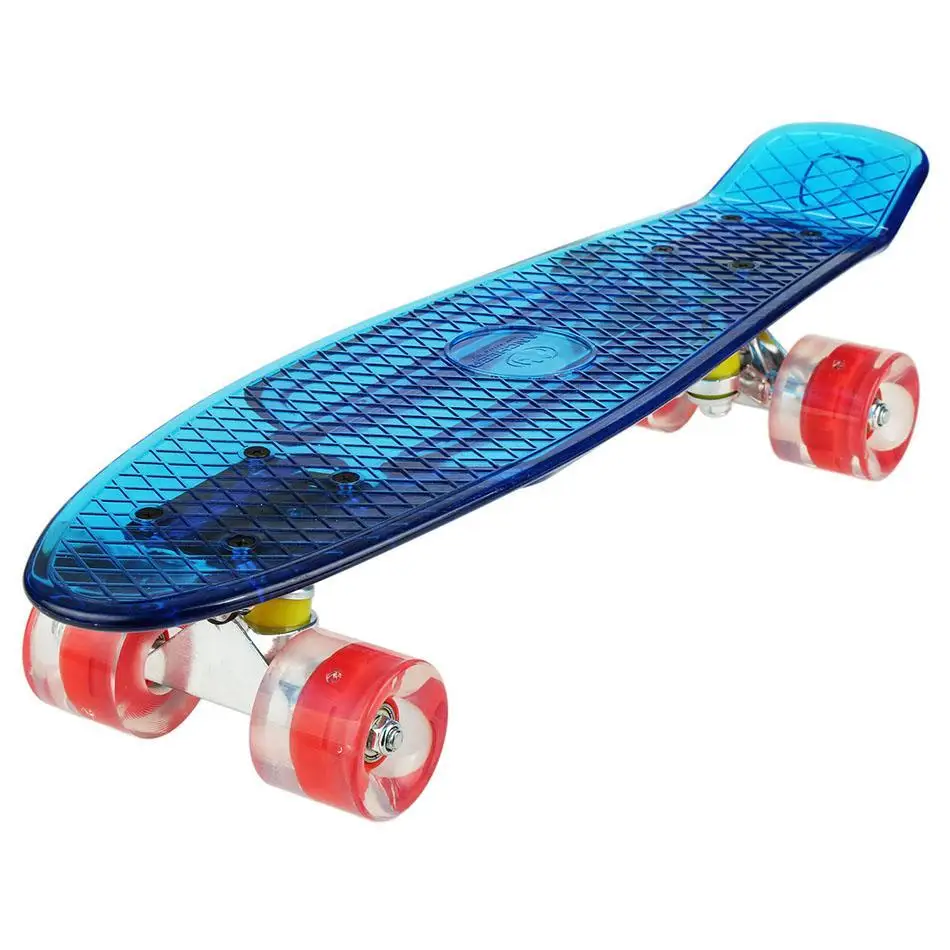 22'' Retro Komplett Plattform Skateboard LED-Leuchten Räder Longboard Board Mini 