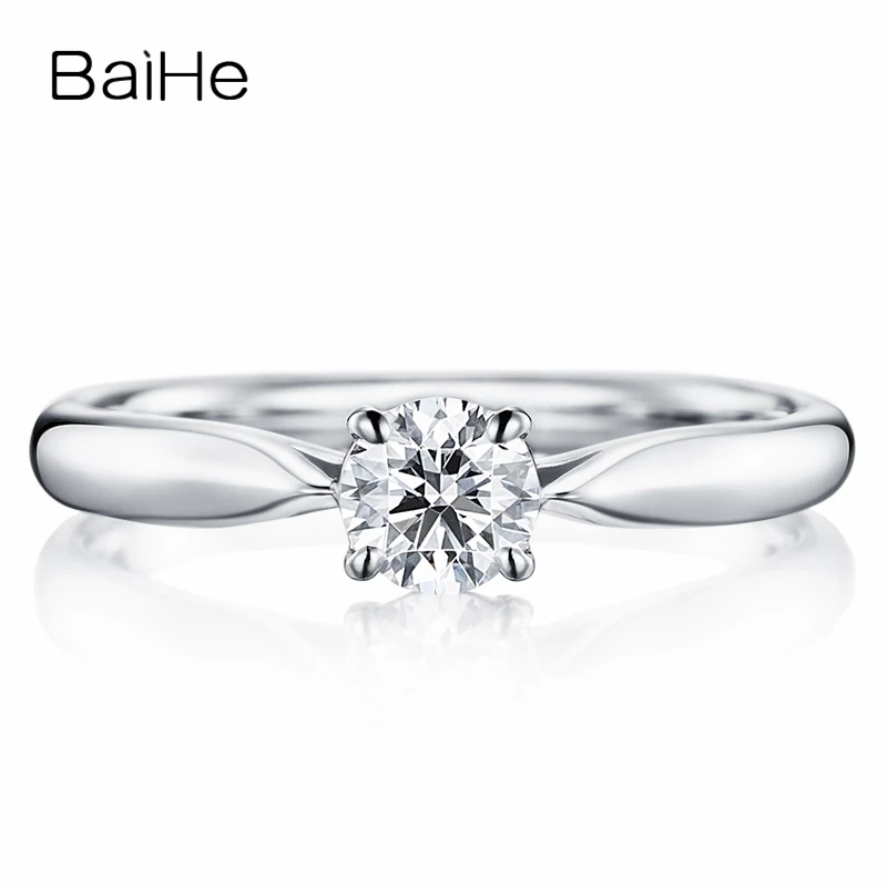 BAIHE однотонное 10K белое золото (AU417) сертифицировано 0.25ct круглый 100% муассанит