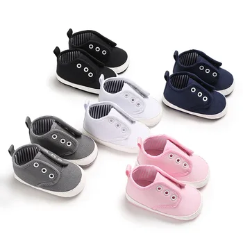 

2020 New style Spring and Autumn multicolor and solid canvas first walker shoes soft sole high quality 0-2 Year Baby Shoes