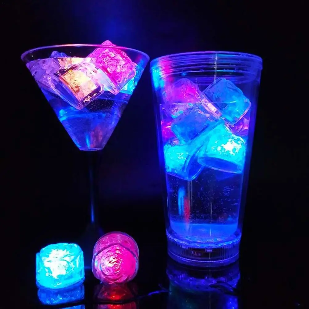 

12pcs LED Ice Cubes Light Wine Glass Decoration Lamp Party Glowing Flash Light Luminous Neon Wedding Festival Christmas Bar