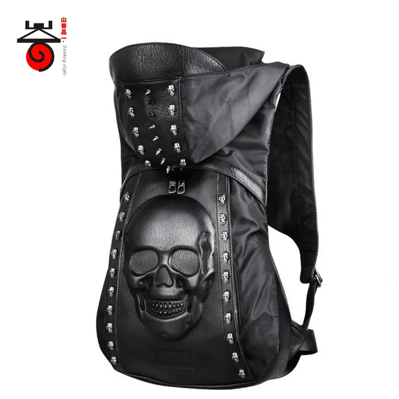 

Senkey style Fashion Men Backpacks Skeleton head Designer 3D stereoscopic Men's School Bag Travel Laptop Backpack High Quality