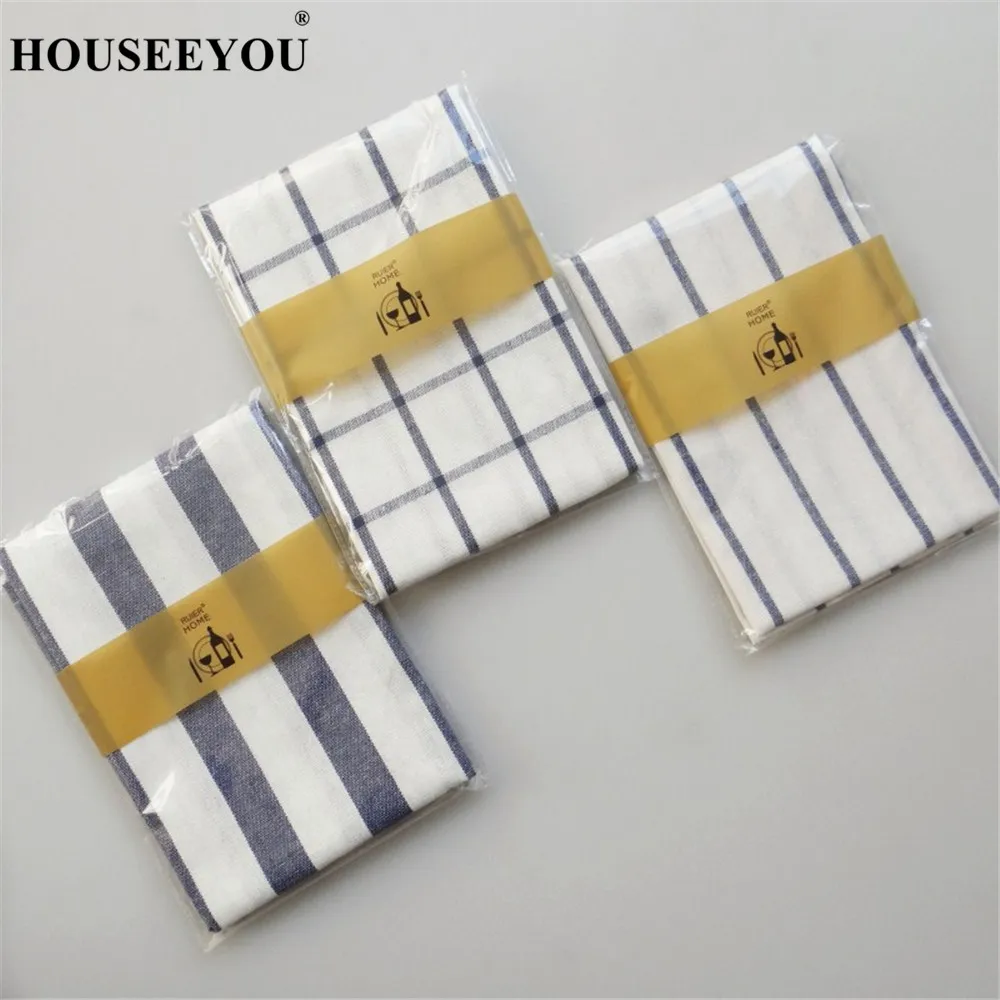 

HOUSEEYOU 40x60cm Stripe Simple Classic Quality Table Napkin Towels Dining Table Mats Cotton Place Mats Plate Mat Coasters 1pc