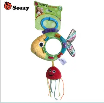 

Sozzy Infant Toys Baby Bed / Stroller Mobile Baby Plush fish Rattles Bell Toy with Distorting Mirror