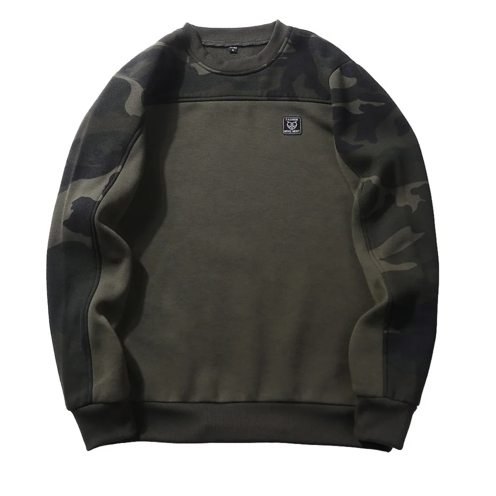 2018 Luxury Brand Patchwork Pullover Camouflage Sweatshirts Male O Neck