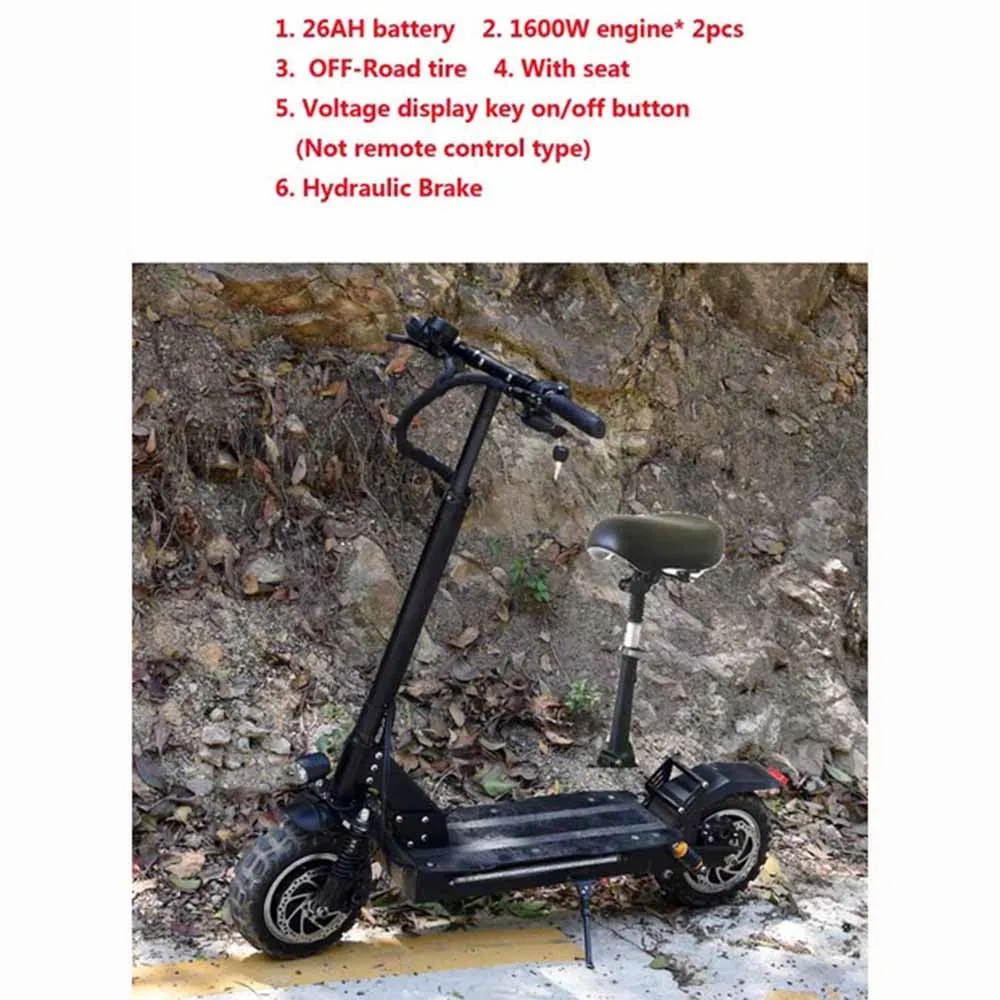 3200w 26ah 85 км/ч взрослый 1600 Вт* 2 большое колесо внедорожный складной внедорожный 3200 Вт двойной мотор электрический скутер P1 - Цвет: 3200w 26ah