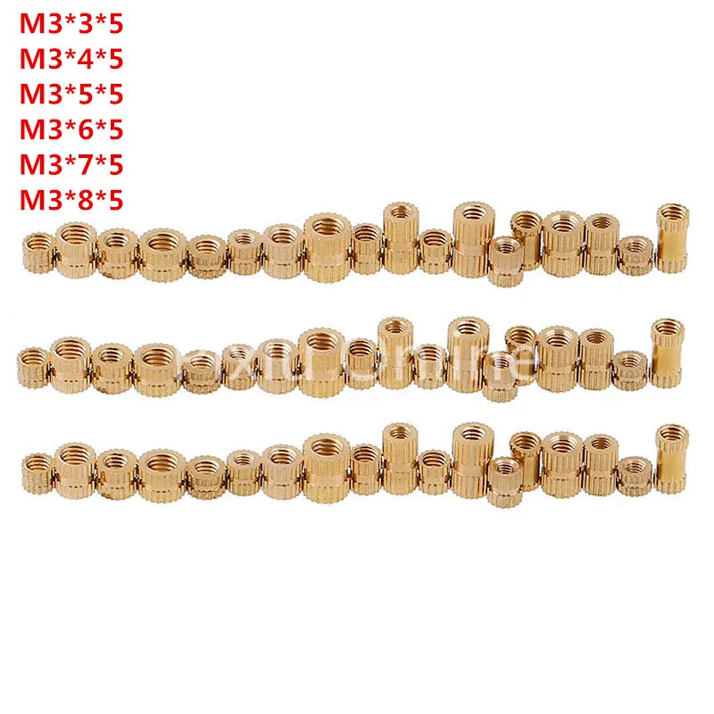 50PCS ST192b M3*3/4/5/6/7/8*5mm Injection Molding Brass Nut Bi-pass Knurled Nuts Copper Insert Knurling tools m6 m8 m10 brass knurl insert nuts copper through hole for injection moulding round shape embedded nuts