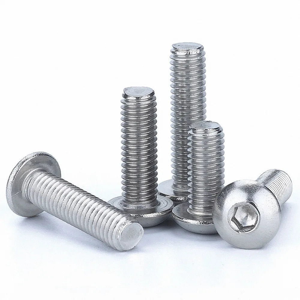 

1-5Pcs M5 M6 M8 M10 M12 DIN7380 304 Stainless Steel Hex Socket Round Head Screws Round Head Cap Screw Bolt Length 5-100mm