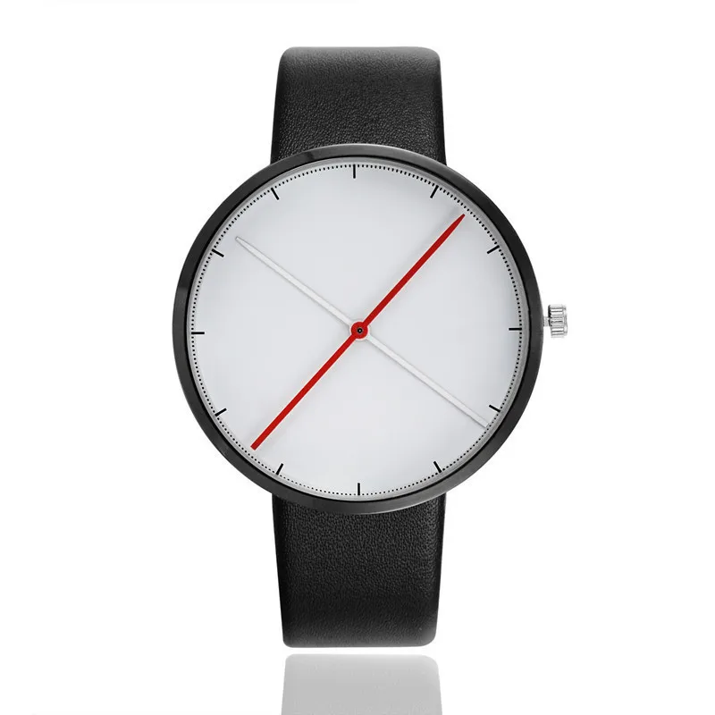 Новые модные креативные часы с двумя иглами PU пояс удобные подарочные часы для мужчин
