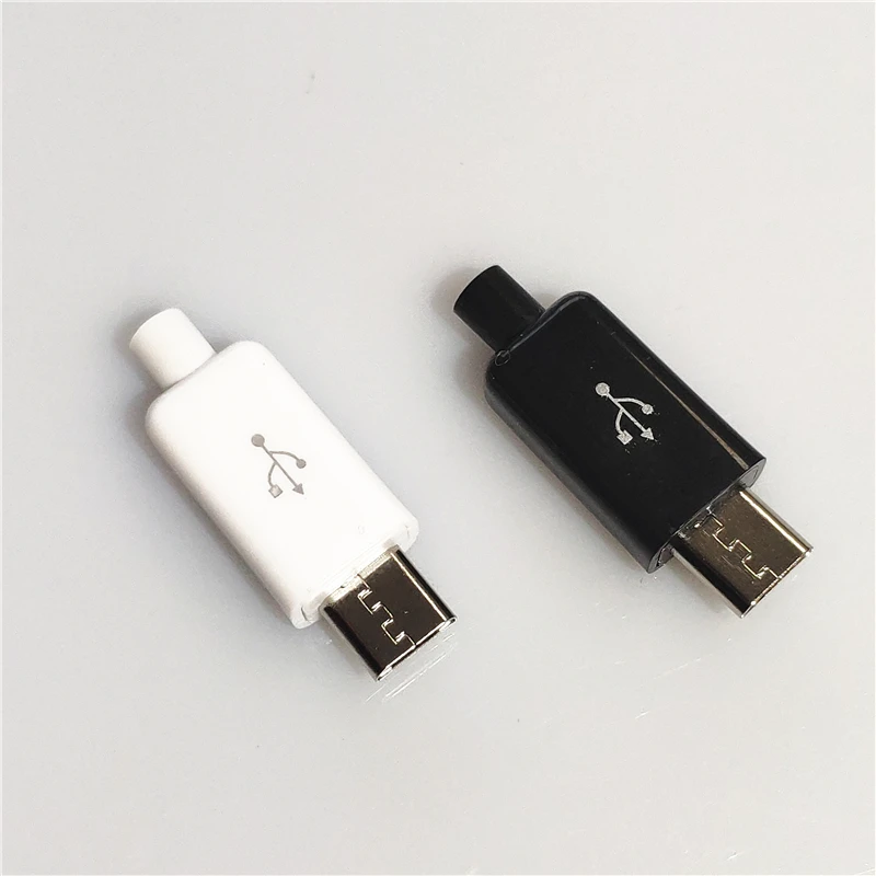 10PCS/LOT YT2153B  Micro USB 4Pin Male connector plug Black/White welding Data OTG line interface DIY data cable accessories