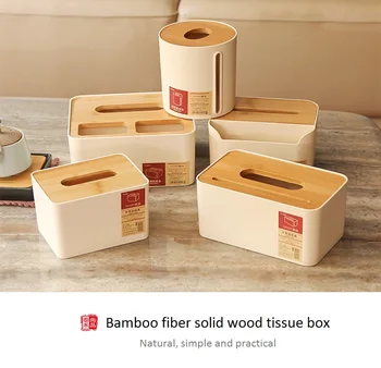 

Bamboo Tissue Box Car Home Rectangle Shaped Tissue Container Towel Napkin Tissue Holder Kleenex for Home Office Desktop