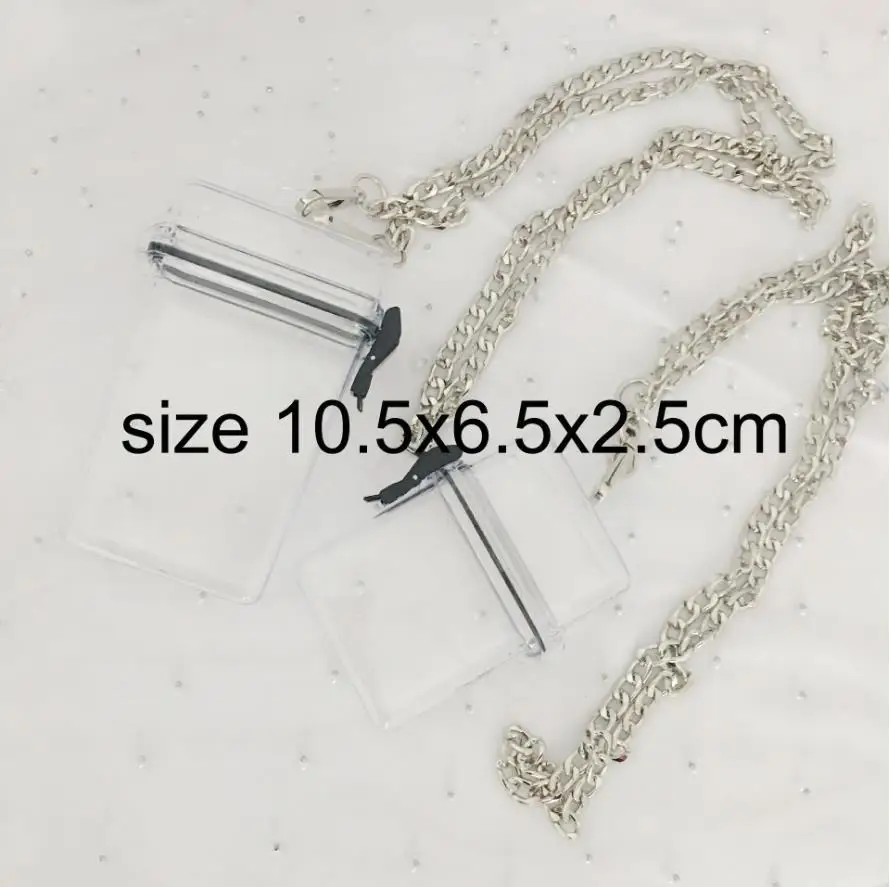 10.5x6.5x2.5cm Ins пластиковый прозрачный чехол для сигарет с металлической цепочкой 120 см в стиле панк, хип-хоп, жесткий корпус, водонепроницаемый чехол для мобильного телефона, сумка для хранения - Цвет: 10.5x6.5x2.5cm