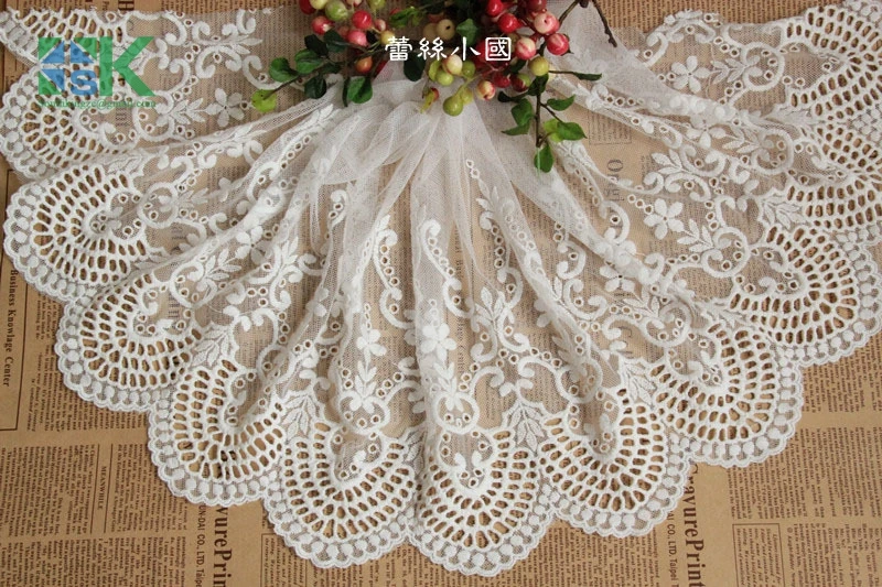 Оптовые 3 ярдов/серия ширина 17 см хлопок вышитые кружевной ткани DIY ручной