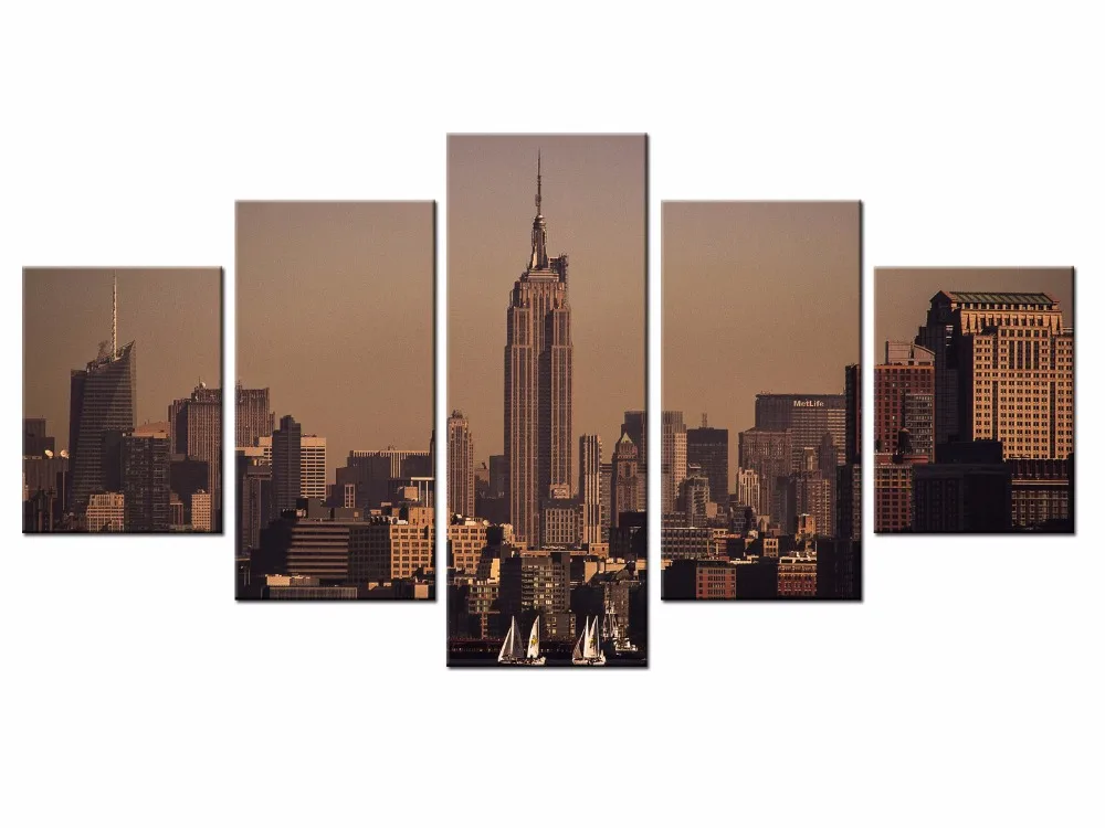 

Fashion Framed Wall Decorations 5pcs / Set Modern Mural Modern city landscape Canvas Print Artist Canvas Decoration/XC-city-160