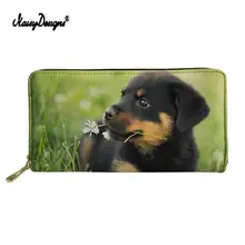Длинный женский кожаный кошелек Rottweiler с принтом собаки для денег