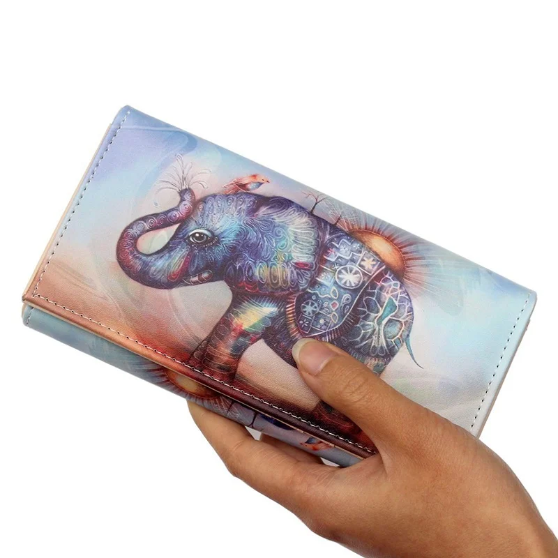 Модные женские кошельки, сумка-кошелек для монет, принт с животными, милый слон, длинный клатч, кошелек для карт, ID, держатель для денег, сумки - Цвет: Type B