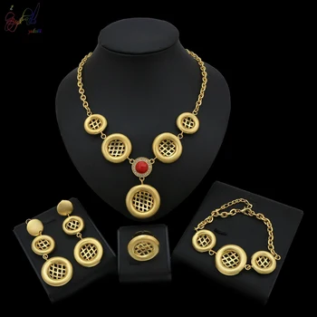 

Yulaili African Jewelry Set Simple Fashion Style Jewelry Sets Jewellery Necklace Bracelet Earrings Ring Four Sets
