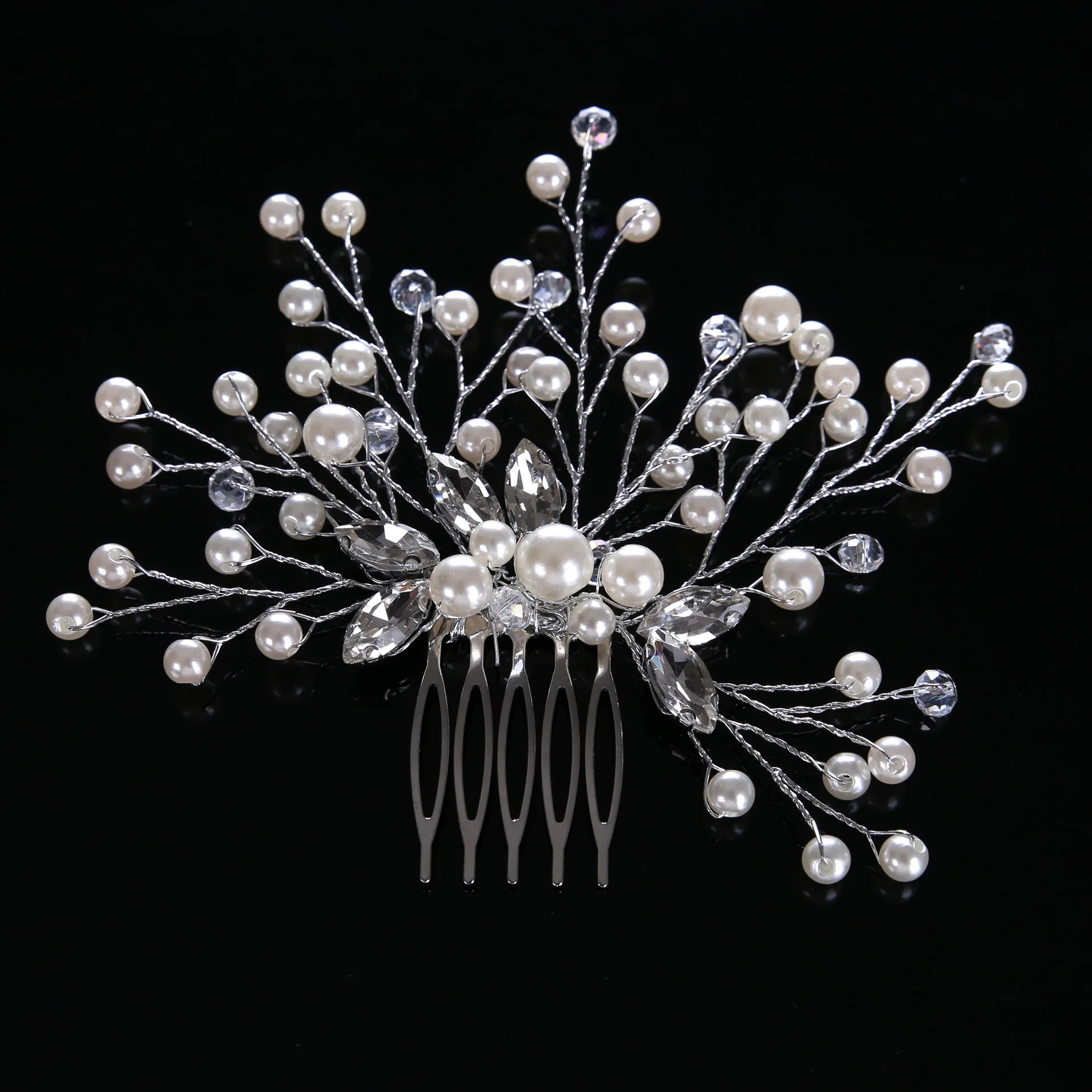 

Bridal tiara pearl hair comb Wedding bridal jewelry accessories European and American hot headwear