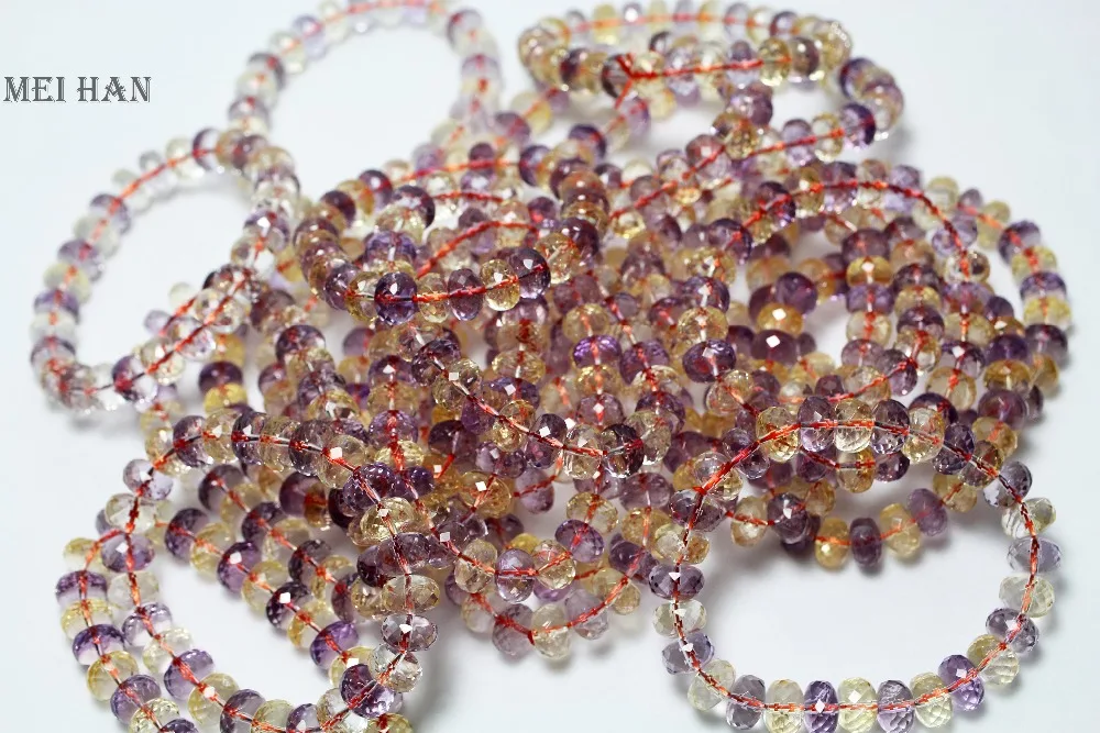 Wholesale(26 beads/set) 6-7*10-11mm natural Bolivia Amethyst Cirtine quartz faceted rondelle bracelet for women bracelet gift