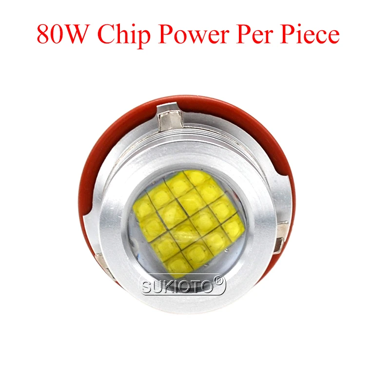 SUKIOTO 80W LED Marker Kit E39 LED Angel Eyes 6500K White DRL Hole Ring For E39 E60 E63 E53 E83 E87 NO Error Canbus LED Lights (8)