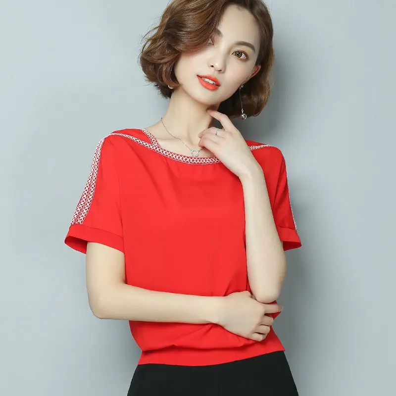 Fashion women blouse shirt 2018 causal plus size short sleeve women tops chiffon blouse women shirt blusas femininas 0370 30