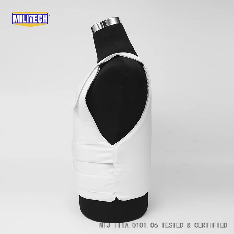 Militech White NIJ IIIA 3A and Level 1 Stab Concealable Twaron Aramid Bulletproof Vest Covert Ballistic Bullet Proof Vest
