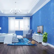 New Blue Cartoon Star Fluorescent Wallpaper Bedroom Living Room Non-woven TV Sofa Background Children Wallpaper Roll beibehang environmental non woven fluorescent wallpaper blue luminous stars children s roof wallpaper boys and girls bedroom