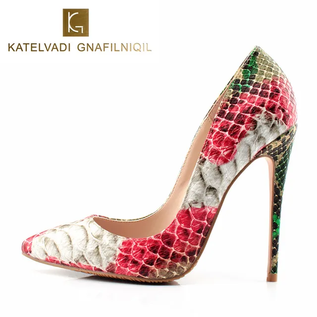Women High Heels Snake Printed Shoes Pumps Lady Y Pointed Toe Women High Heels Snake Printed Shoes Pumps Lady Y Pointed Toe Wedding 12cm