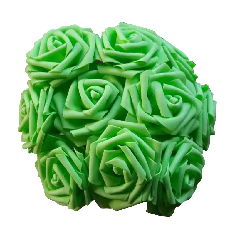 11 цветов 10 голов 8 см искусственные розы Свадебные невесты букет полиэтиленовый пенопласт DIY домашний декор розы цветы - Цвет: green