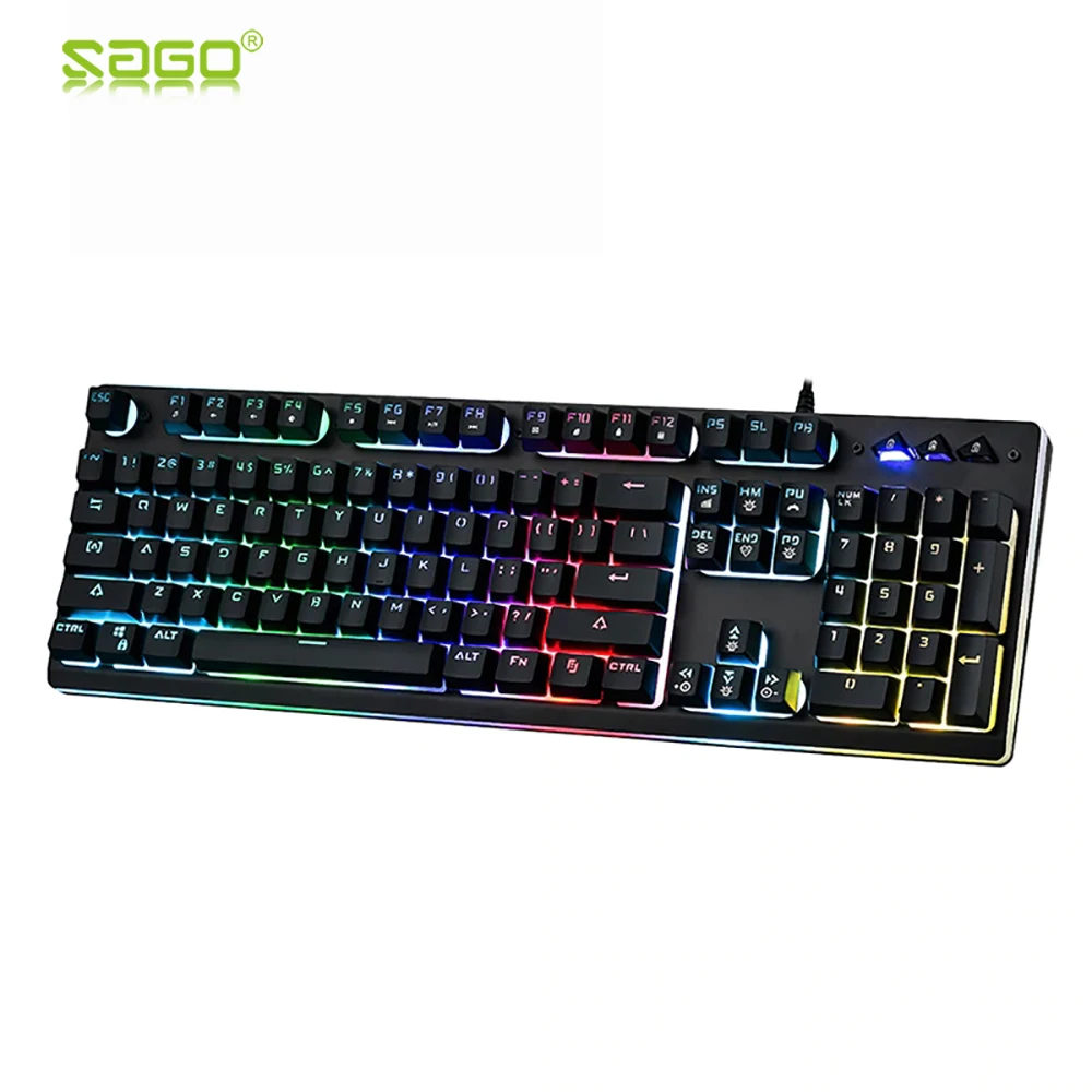 Sago P010 Backlight Gaming Keyboard Teclado Gamer Floating LED Backlit USB with Similar Mechanical Feel multi-language support