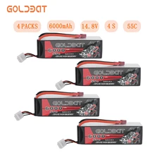 4 единицы GOLDBAT 6000mAh lipo батарея 4S RC автомобиль lipo 6000mAh 55C батарея LiPo 14,8 v с штекером Deans для RC грузовик RC Heli самолет