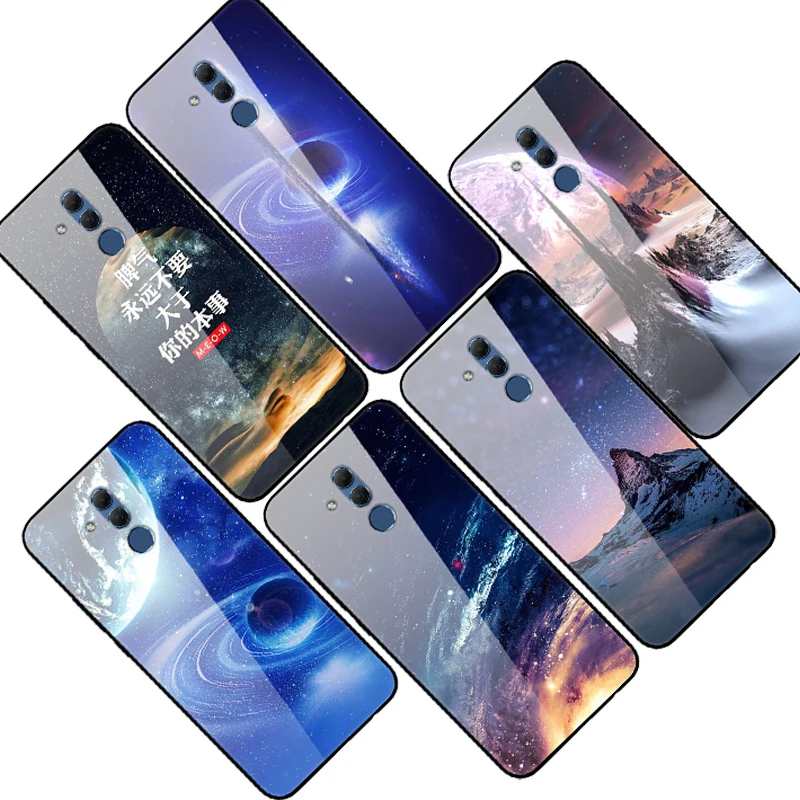 Чехол для huawei mate 20 Lite, стеклянный чехол для задней панели, Жесткий Чехол для huawei mate 20 Lite, мягкий чехол из ТПУ, бампер для mate 20 Lite 6,3"