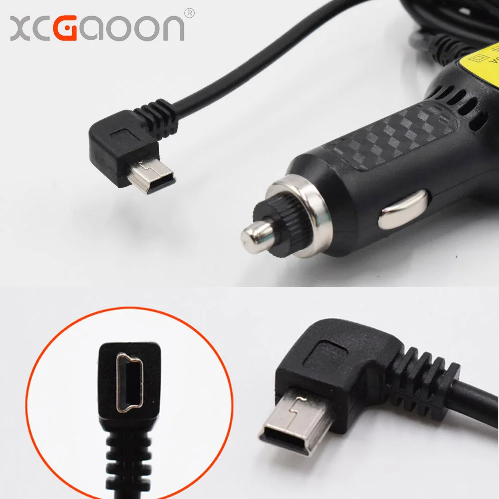 XCGaoon 3,5 м 5 в а мини USB изогнутое левое автомобильное зарядное устройство с 2 usb-портами для автомобиля dvr камера регистратор мобильный, вход DC 8 V-36 V