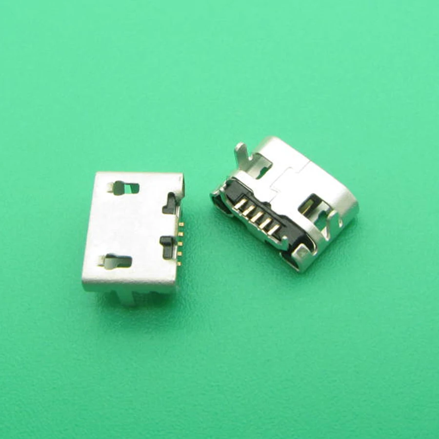 10 шт. микро USB тип данных B Женский 4 ноги 5Pin SMT SMD разъем DIP пайки Разъем плоский рот