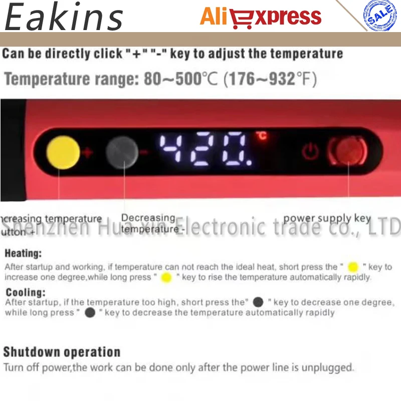 ЕС штекер CXG E60W Регулируемая постоянная температура паяльник ЖК цифровой быстрое потепление