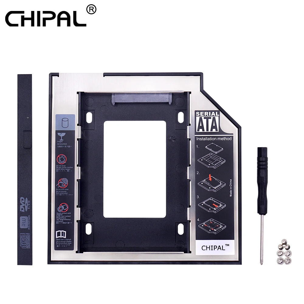 

CHIPAL 2nd HDD Caddy 9.5mm SATA to SATA for 2.5" 2T SSD Case Hard Drive Enclosure with LED Indicator for Laptop CD-ROM DVD-ROM