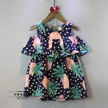 

2016 Girls Summer Dress Fashion Point Pineapple Vest Dress Children Clothes