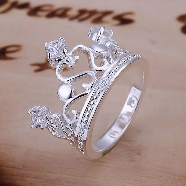 

R034 free shipping 925 sterling silver ring, 925 silver trendy jewelry, Inlaid Crown Ring /gdmaouta bdaajuha