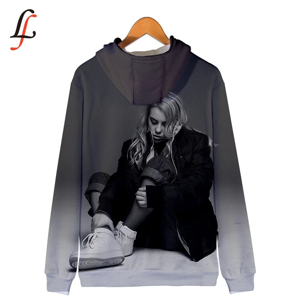 Cena Billie Eilish harajuku 3D bluzy z kapturem na zamek 2019 Modis K modna bluza Bangtan Boys kobieta fani bluzy kobiety mężczyźni Zipper Casual